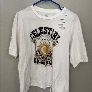 White Celestial Graphic oversized Tee